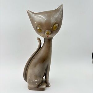 Vintage MCM 60s KITSCH Japan Long Neck Siamese Cat Statue Figurine 10"